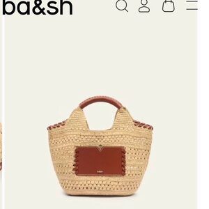 Ba&sh Beige and Brown Crochet Tote